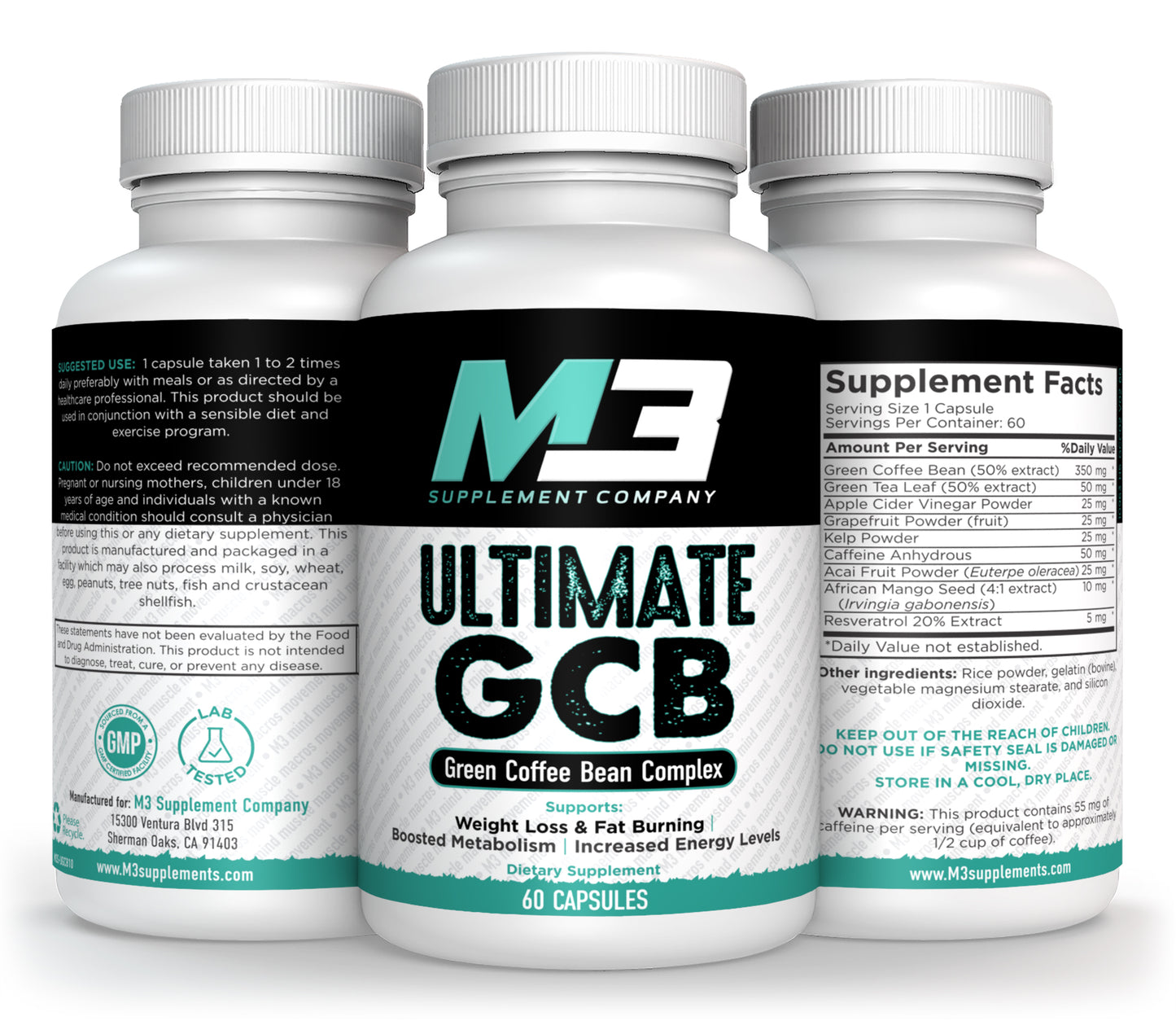 Ultimate GCB is a Product of M3 Supplements. It is a Green Coffee Bean Complex.